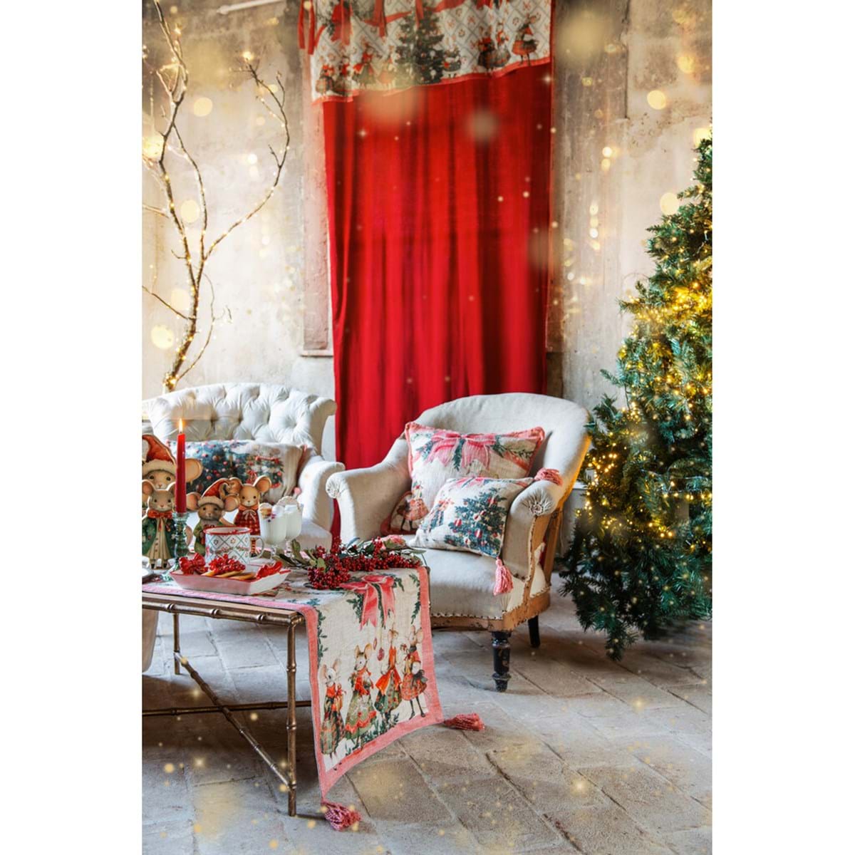 CUSCINO STAMPATO E RICAMATO "FAVOLA DI NATALE"