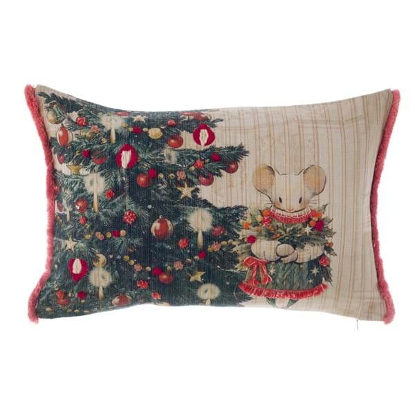 CUSCINO STAMPATO E RICAMATO "FAVOLA DI NATALE"