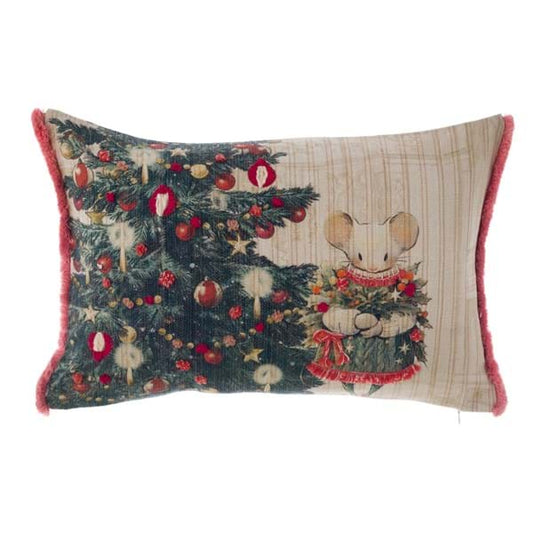 CUSCINO STAMPATO E RICAMATO "FAVOLA DI NATALE"