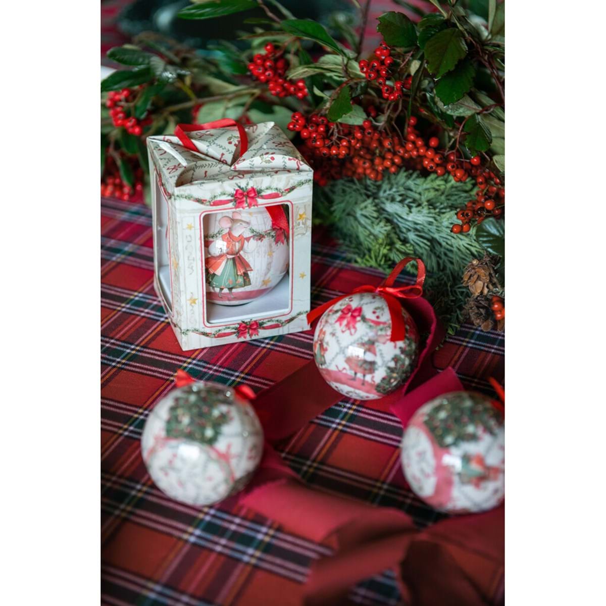 SCATOLA CON DECORO (DIA.10 CM) ASS. "FAVOLE DI NATALE"